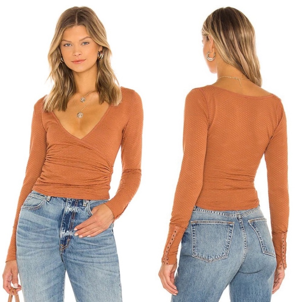 NWT Free People Burnt Orange Penny Long Sleeve Top Size Small